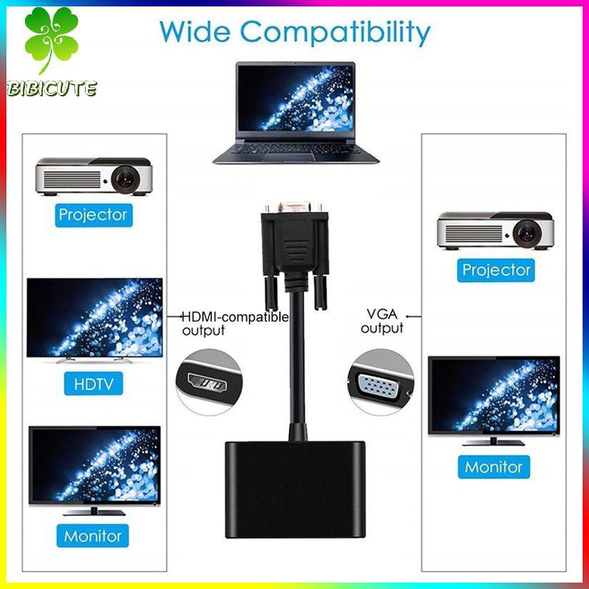 [Fast delivery]2 In 1 VGA To HDMI-compatible VGA 3.5 3 In 1 Cable 0.2m Converter Ad Ter