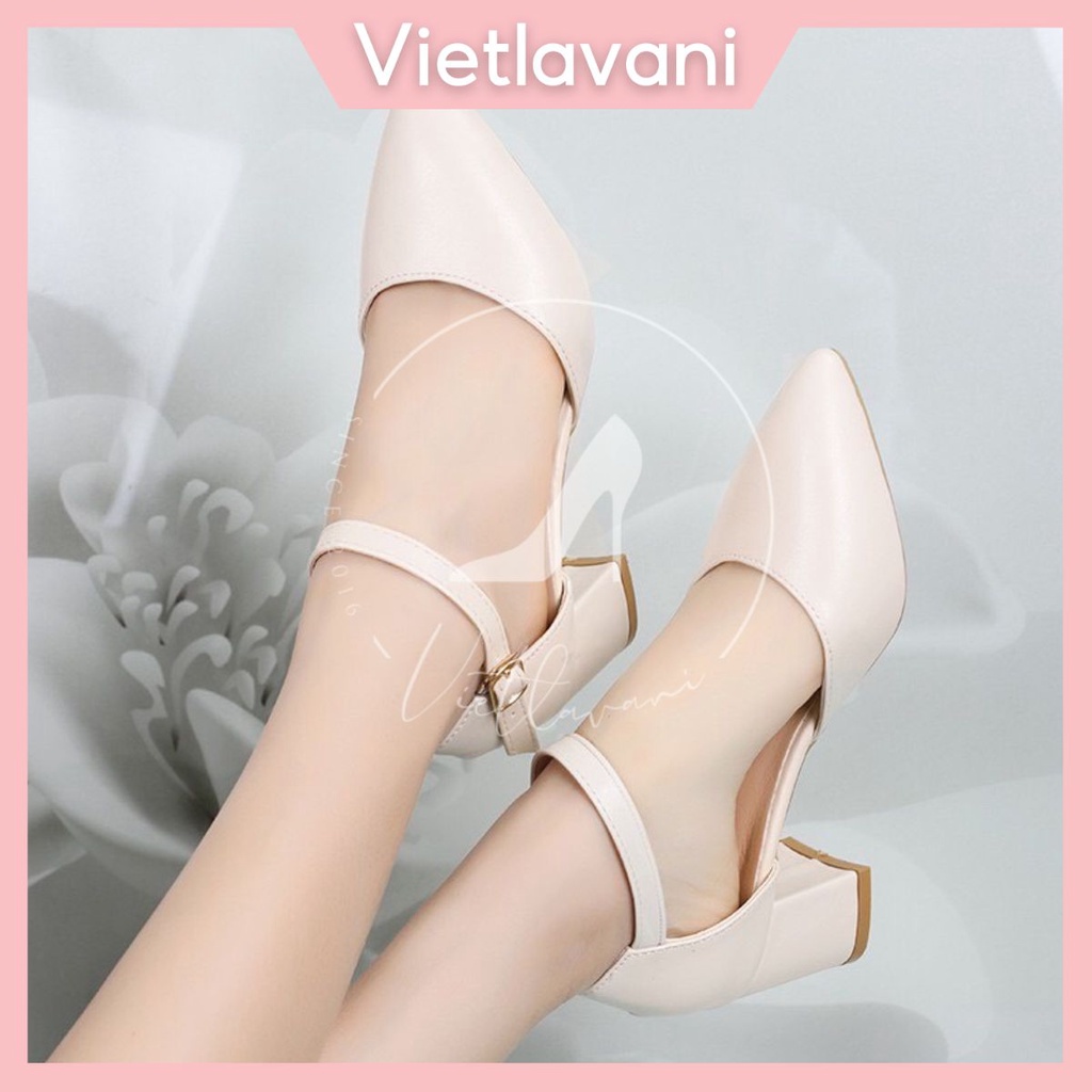 Giày Mũi Nhọn Phối Dây Hở Gót Cao 5cm mã LNC4