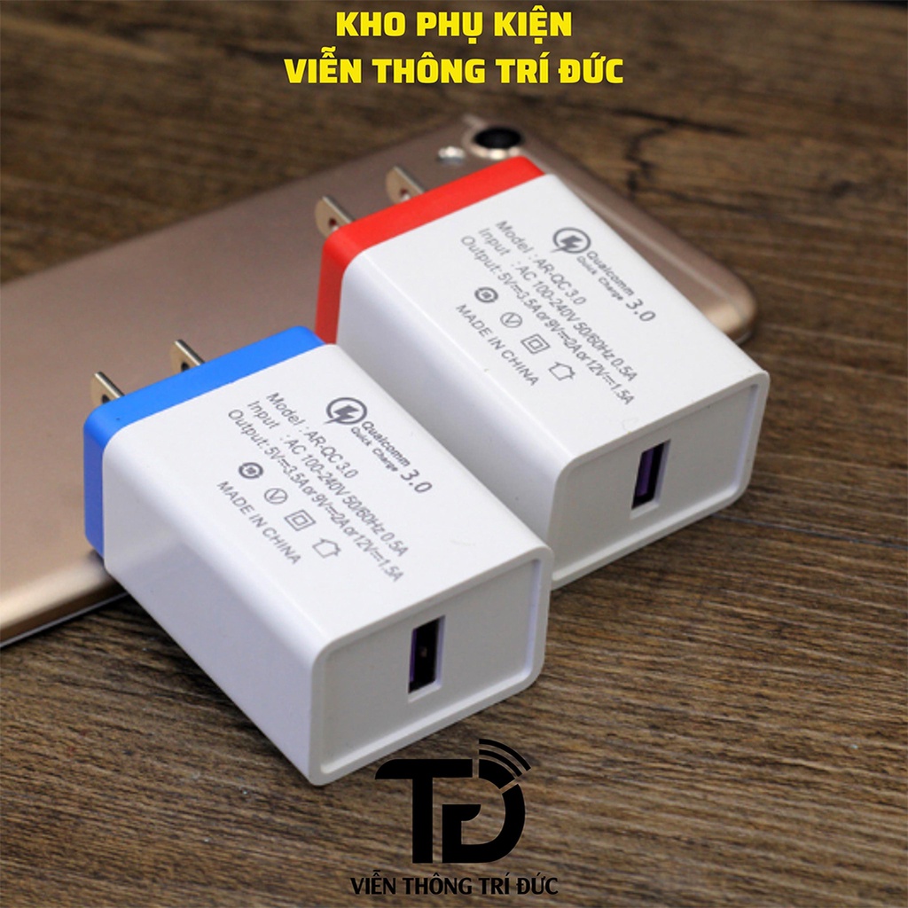 Bộ sạc nhanh Quick Charge QC 3.0 cho Samsung, iPhone, Bảo vệ ngắn mạch, Chất Liệu PC Chống Cháy Tiêu chuẩn châu âu