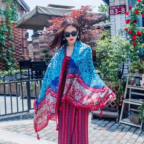 Khăn choàng Boho thổ cẩm đi biển và giữ ấm vào mùa đông, khăn thời trang nữ