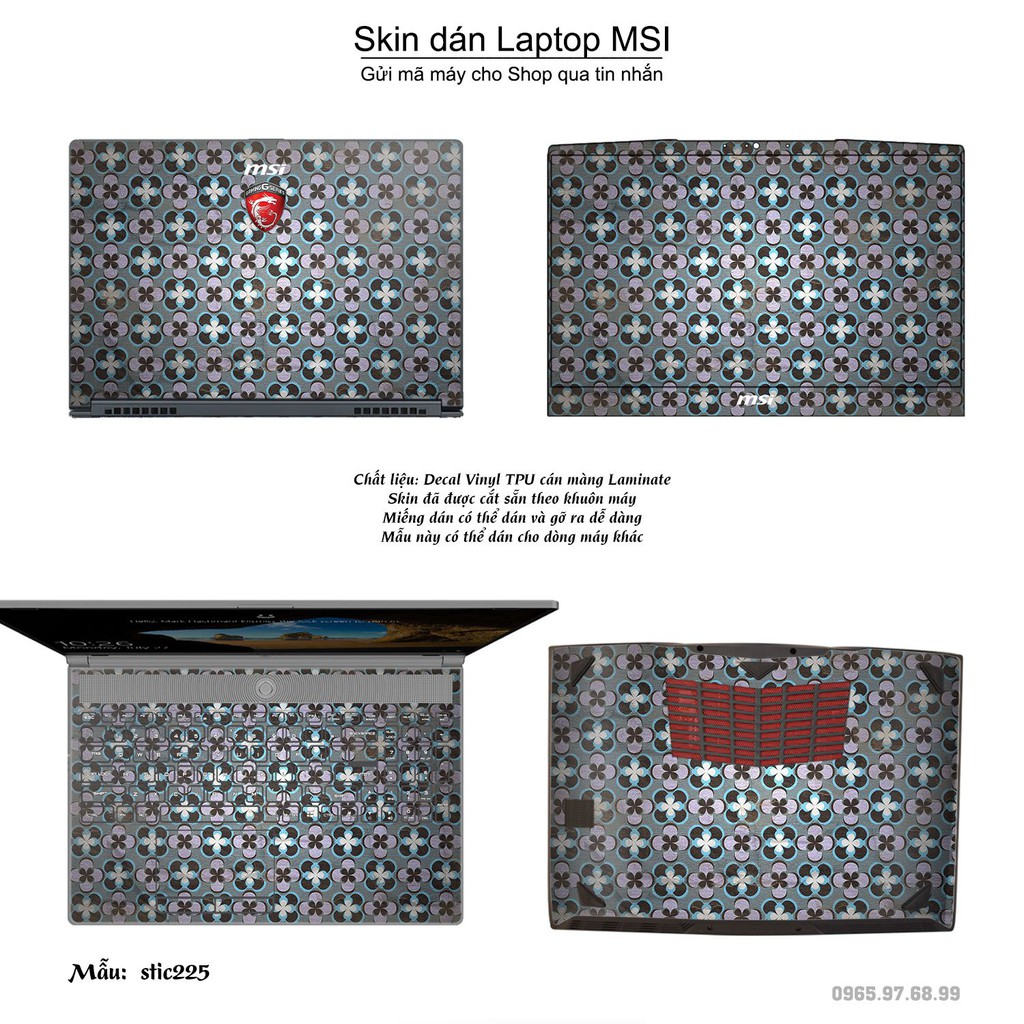 Skin dán Laptop MSI in hình Hoa văn sticker _nhiều mẫu 36 (inbox mã máy cho Shop)