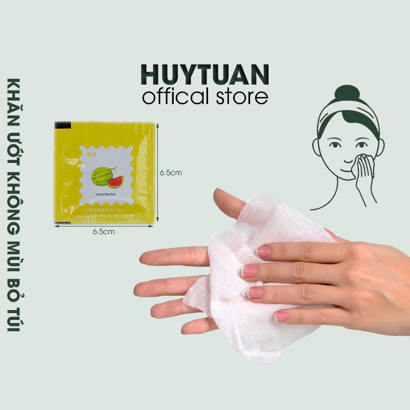 Giấy ướt - Khăn ướt không mùi gói vuông 1 chiếc họa tiết trái cây (KTC01)