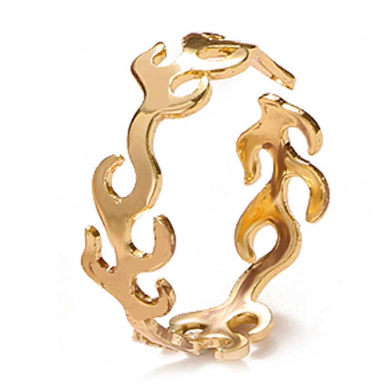 Set 2 Nhẫn Hợp Kim Hình Ngọn Lửa Phong Cách Retro