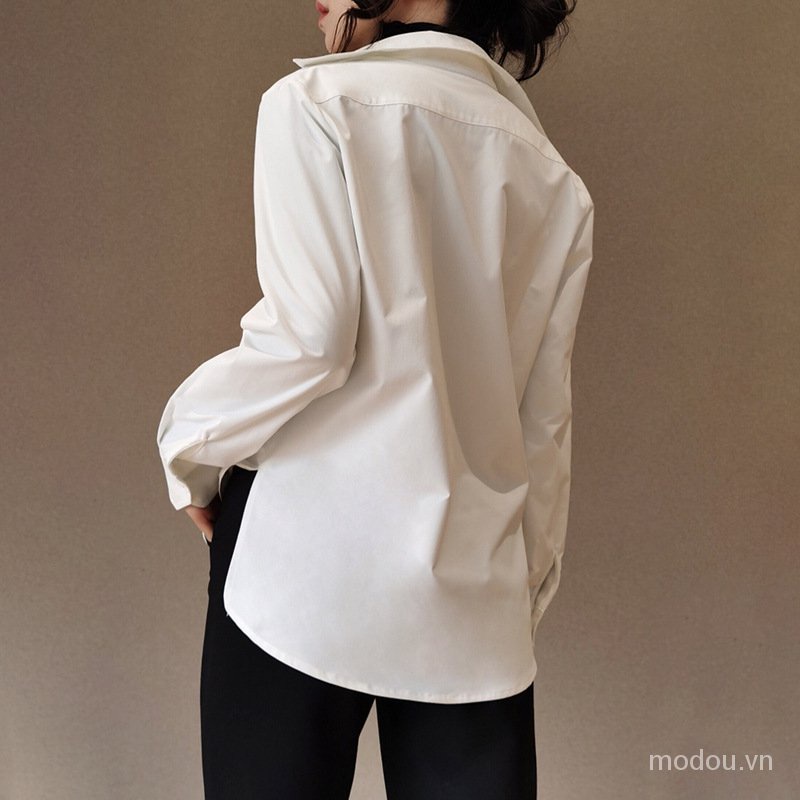 Áo kiểu tay dài cổ chữ V thời trang công sở thanh lịch