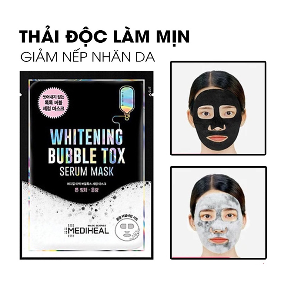 Mặt nạ sủi bọt Mediheal Whitening Bubble Tox Serum Mask 25ml làm mịn dưỡng trắng da