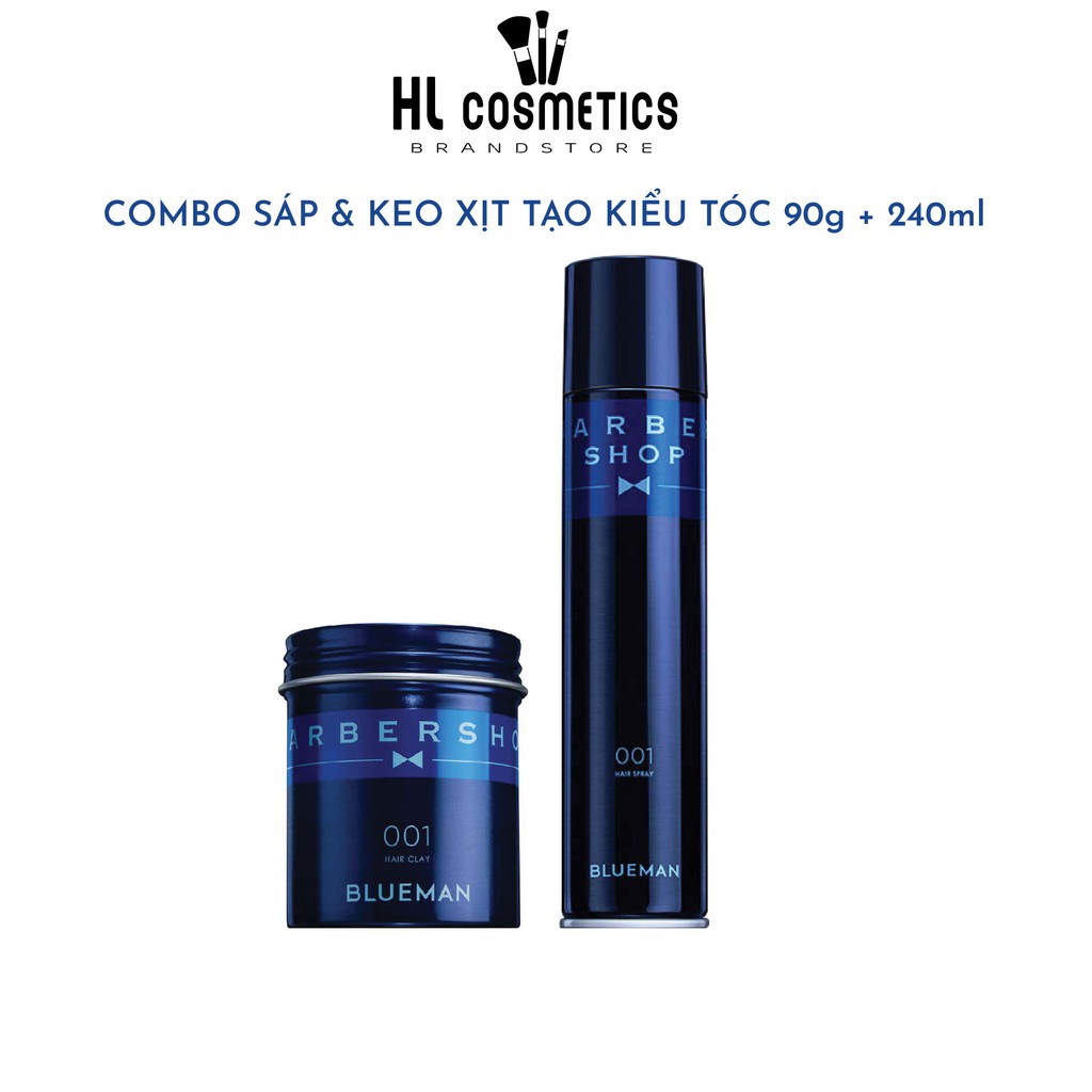 Combo Gel Wax Tạo Kiểu Tóc + Gôm Xịt GIỮ CỨNG NẾP TÓC BLUEMAN 90g+420ml