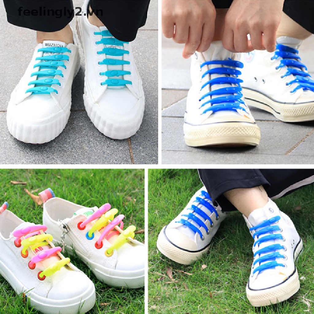 Bộ 12 Dây Giày Lười Bằng silicone Co Giãn Không Có
