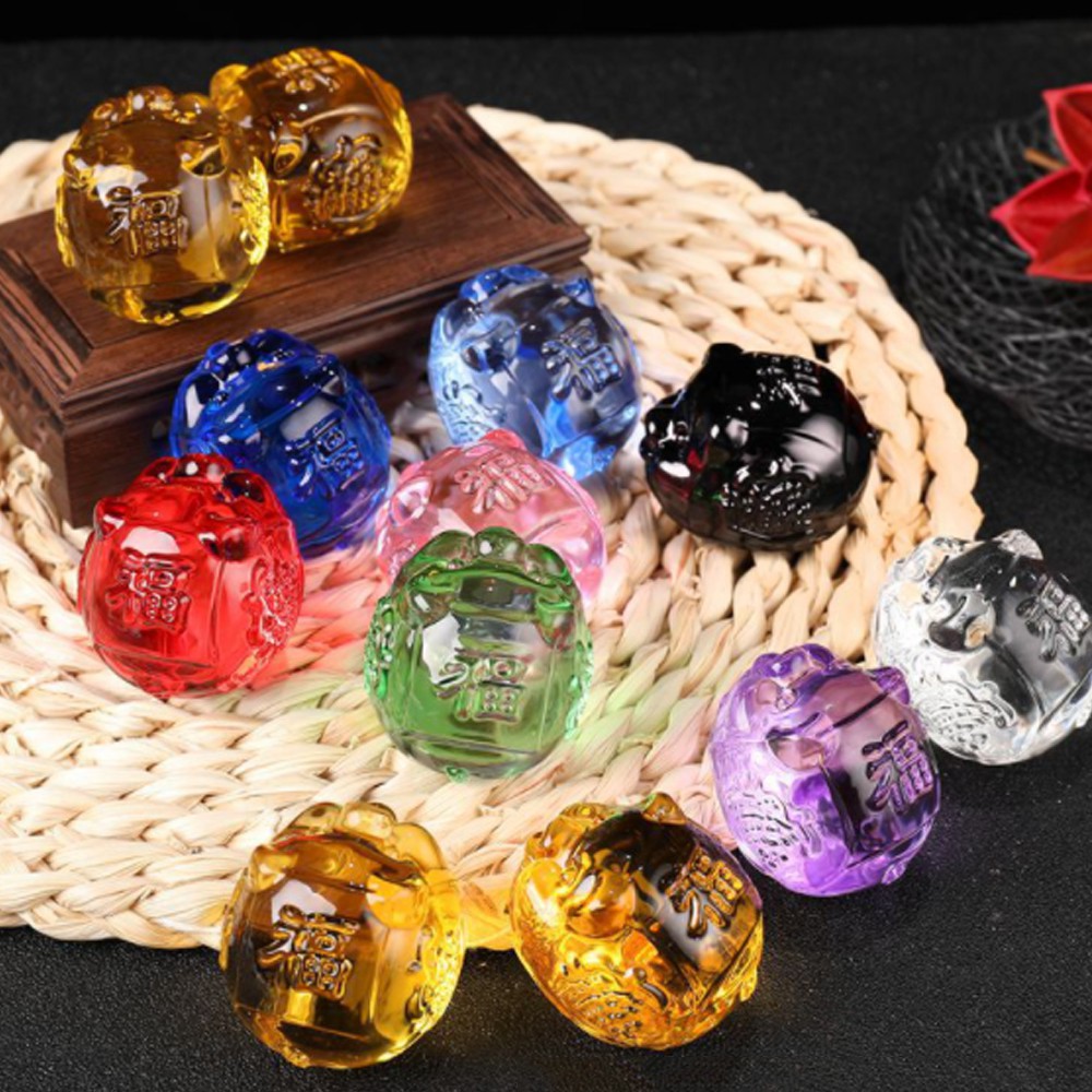 (Chọn màu) Chú Heo lưu ly phong thủy 5cm - Sung túc - Tài Lộc - Bình An | BigBuy360 - bigbuy360.vn