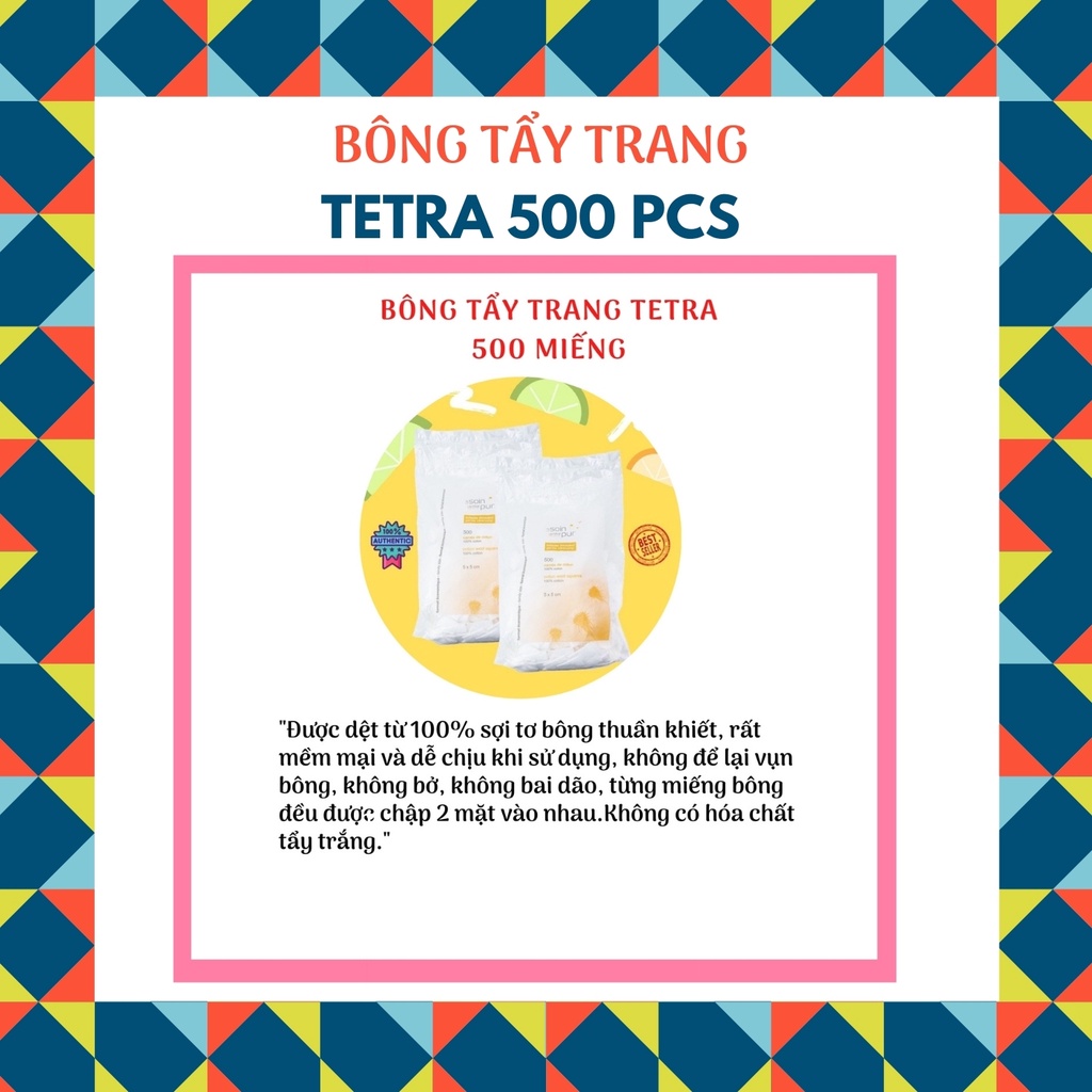 600 miếng Bông tẩy trang TETRA, Bông tẩy trang TETRA 500 miếng, hàng Pháp date 2026.