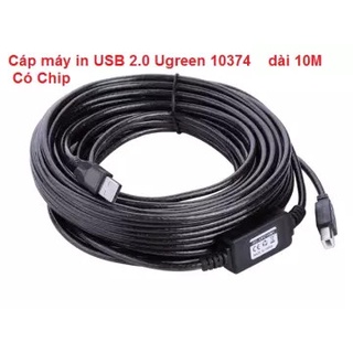 Dây Cáp USB 2.0 máy IN Ugreen 10374 10362 US122 (USB A 2.0 - USB B+Chíp sét khuếch đại)