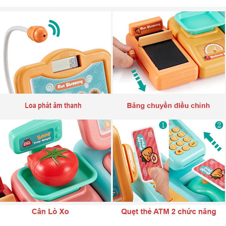 [Mã LIFE0503TOYS1 giảm 10% đơn 150k] Đồ Chơi Máy Tính Tiền Siêu Thị Điện Tử Phiên Bản Biết Nói ,Hát Cao Cấp (Hồng Phấn)