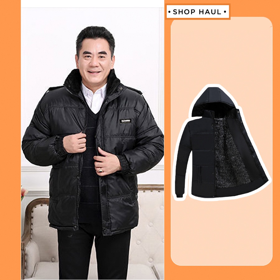 Áo khoác phao lót lông chống rét nam cho người già và trung niên Shop Haul - AK-M01
