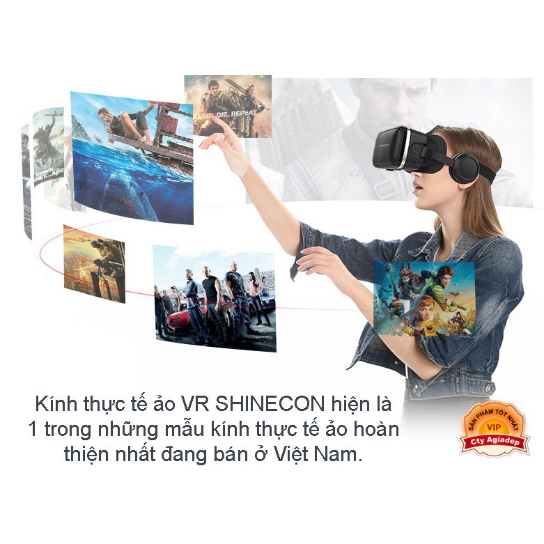Kính VR Kính thực tế ảo SHINECON xịn có tai nghe G4