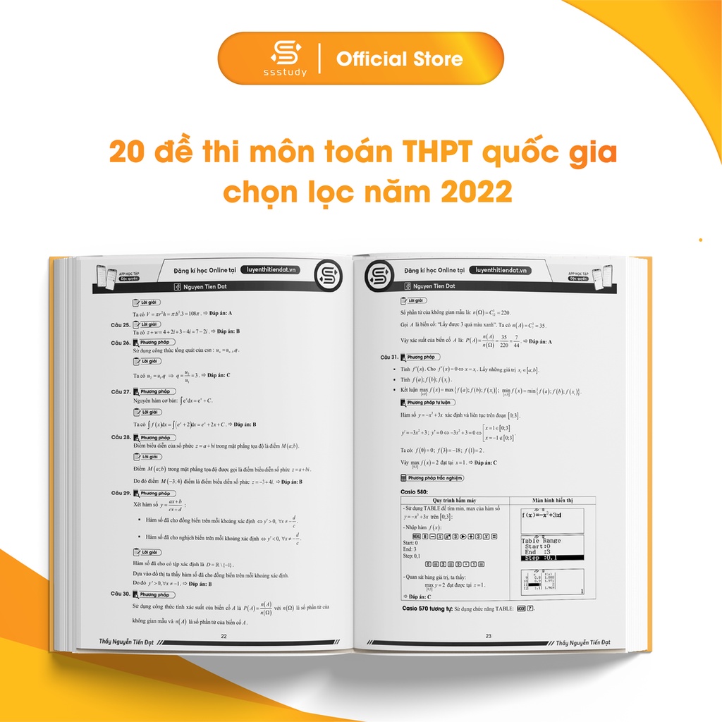 Sách 20 đề thi môn toán THPT quốc gia chọn lọc biên soạn bởi thầy Nguyễn Tiến Đạt (tặng kèm app học và giải đề chi tiết)