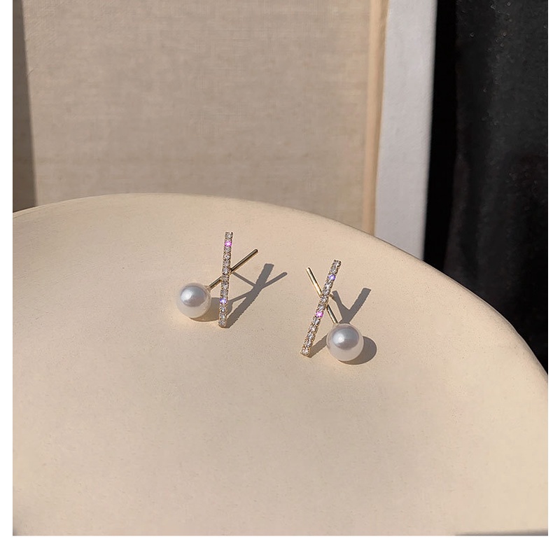 Khuyên tai mạ bạc 925 đính hạt ngọc trai nhân tạo phong cách Hàn Quốc đơn giản 2021 mới thời trang