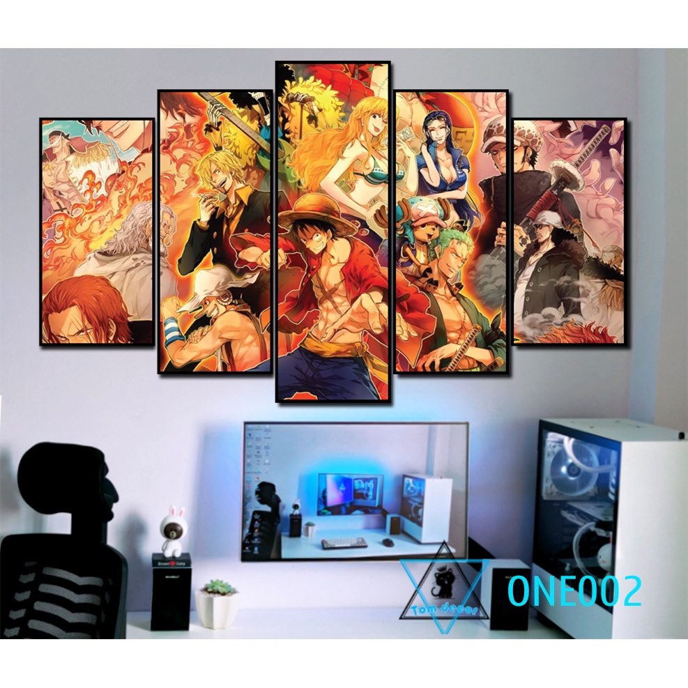 Tranh one piece size lớn bộ 5 bức nhựa formex dày 5mm treo tường - Dán tường