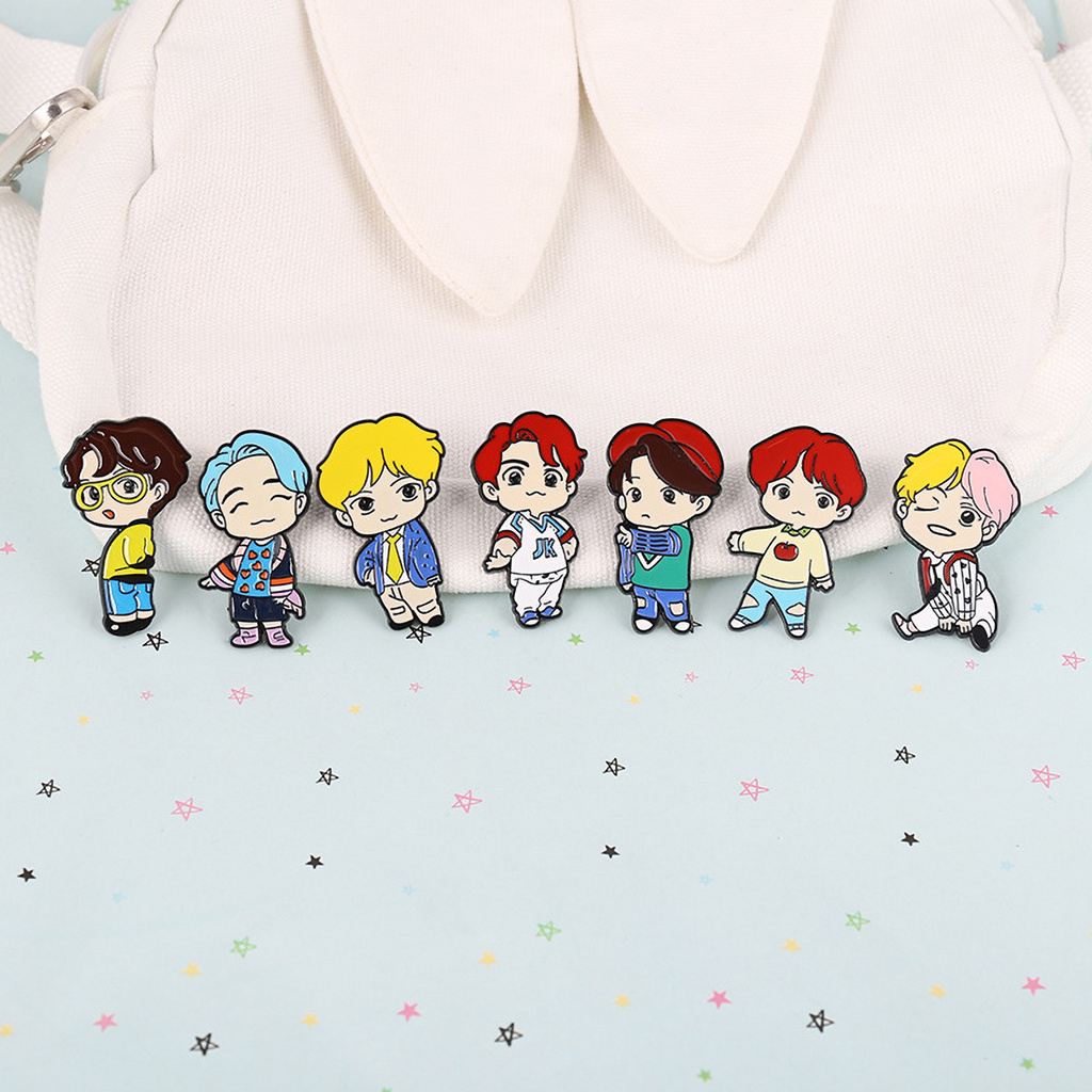 Ghim Cài Áo Hình Các Thành Viên Nhóm Nhạc Bts