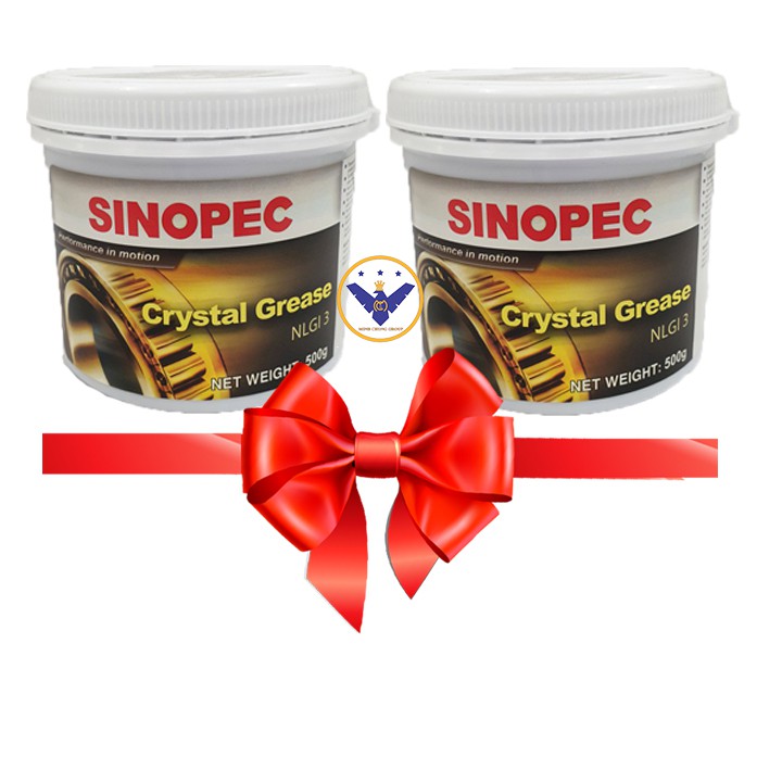 COMBO 2 Mỡ bò bôi trơn chịu nhiệt Sinopec Crystal Grease NLGI 3 - 500g