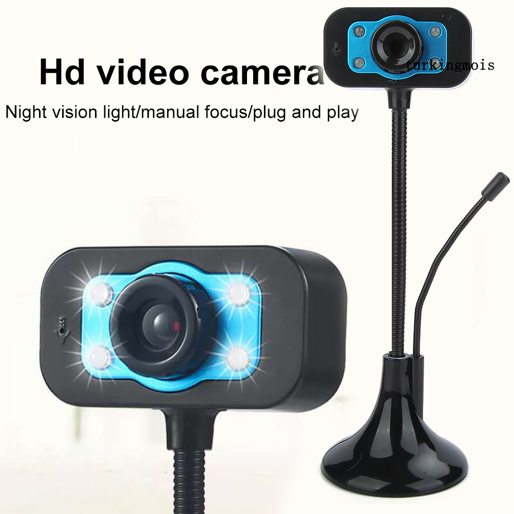 TSP_HD Webcam USB Night Vision Video Recording Camera with Mic for Laptop Desktop PC
