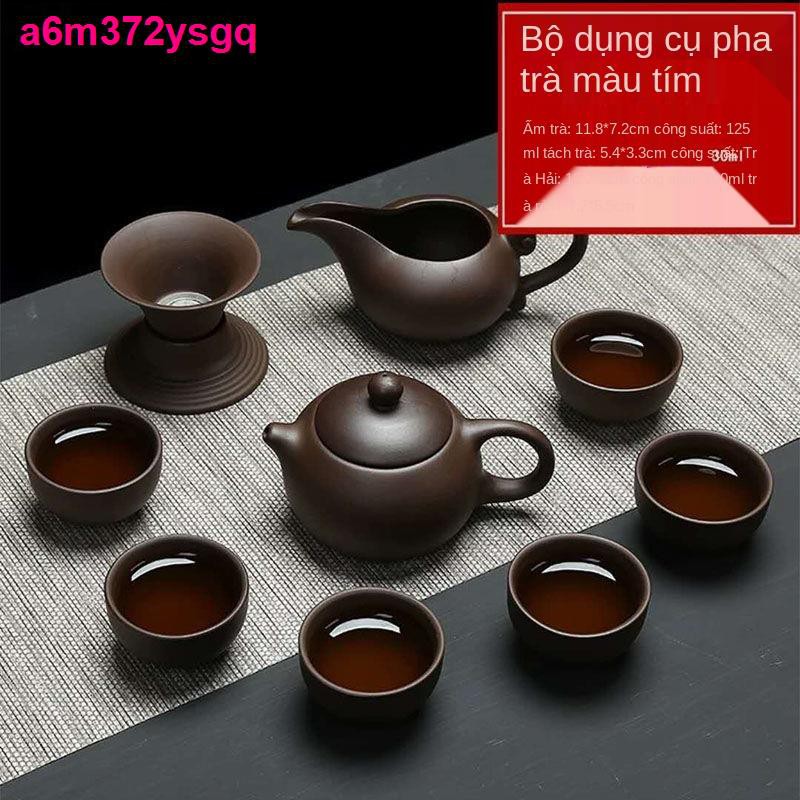 Bộ ấm trà cát tím Kung Fu trọn gồm trà, tách đạo, rửa gia dụng