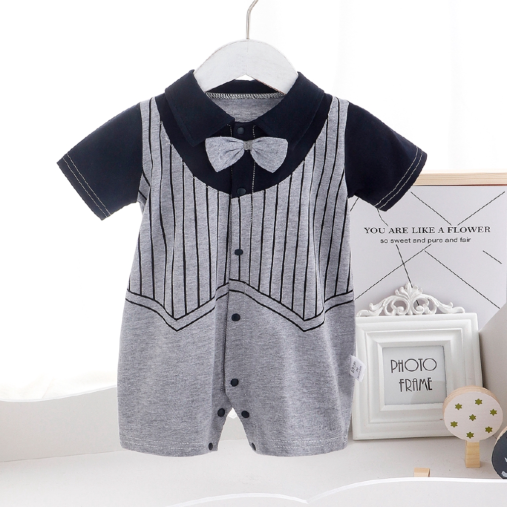 Áo liền quần vải cotton phong cách quý ông cho các bé trai nhỏ