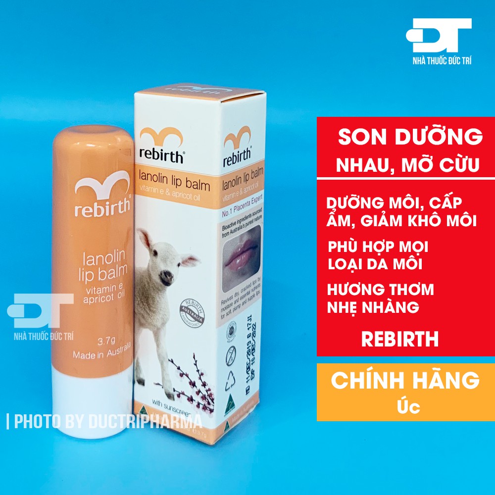 [ÚC] Son Dưỡng Môi Nhau Thai Cừu Rebirth Giảm Môi Khô, Nứt Nẻ - 3,7g | BigBuy360 - bigbuy360.vn