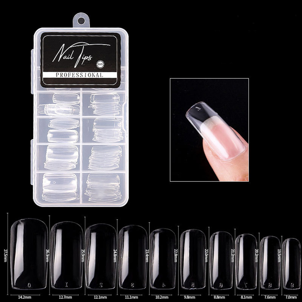 [Hàng mới về] Set hộp 100 móng tay giả trong suốt có thể tái sử dụng