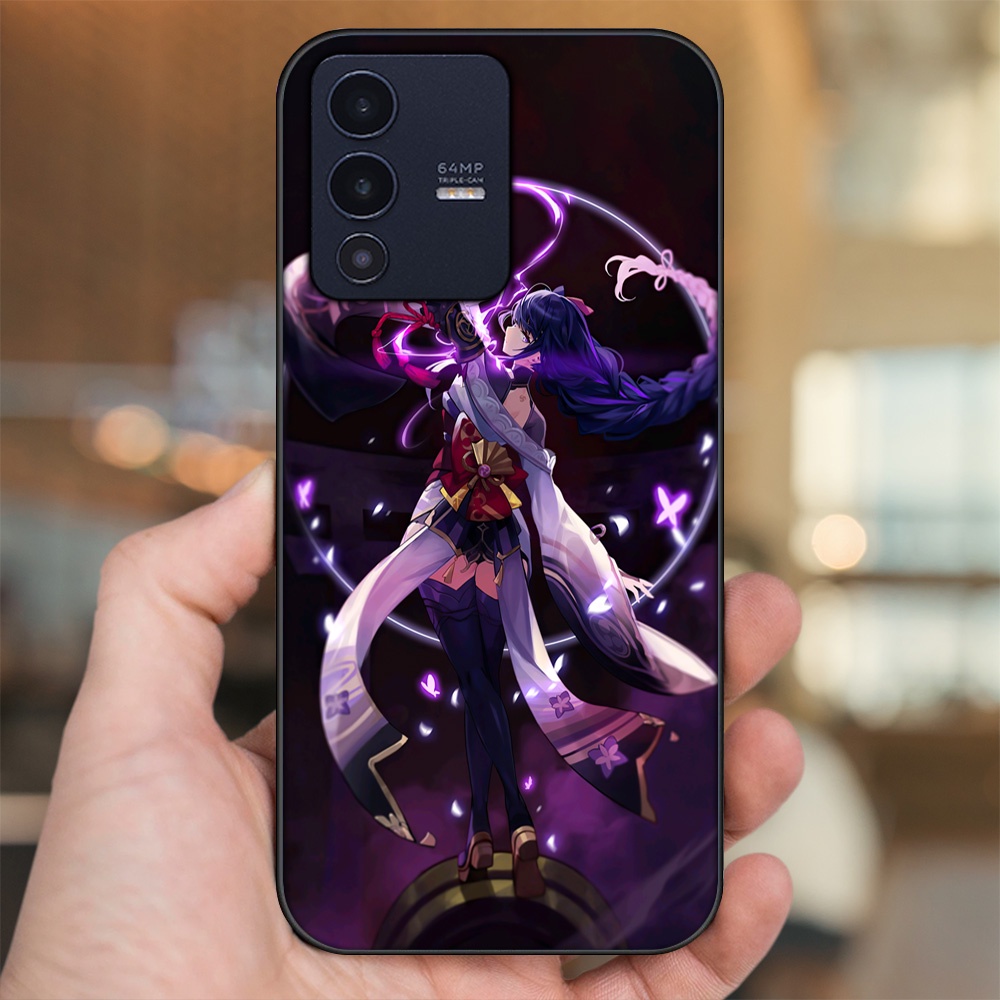 Ốp lưng Vivo V23 5G viền đen in hình Raiden Shogun Genshin Impact