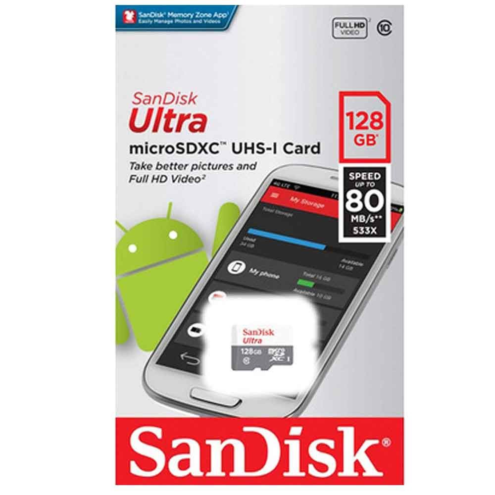 Thẻ nhớ MicroSDXC SanDisk Ultra 128GB 533X 80MB/s (Bạc) - Hàng chính hãng
