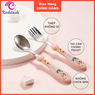 [Freeship]Set Thìa-Dĩa Inox 304 Hiệu Kichi Cho Bé Yêu