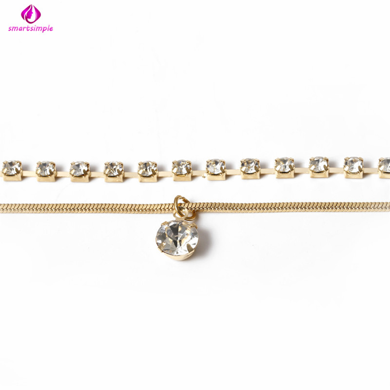 Lắc chân hai lớp đính đá Zircon lấp lánh cho nữ
