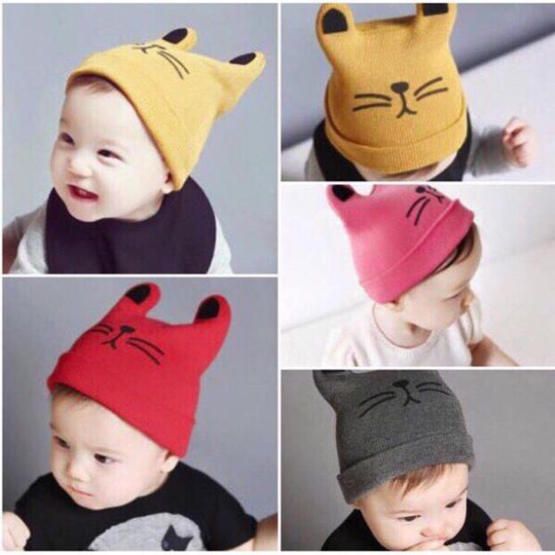 Mũ len tai mèo cho bé TômMiu