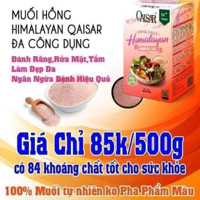 Muối hồng HIMALAYAN Qaisar với 84 khoáng chất cần thiết cho cơ thể