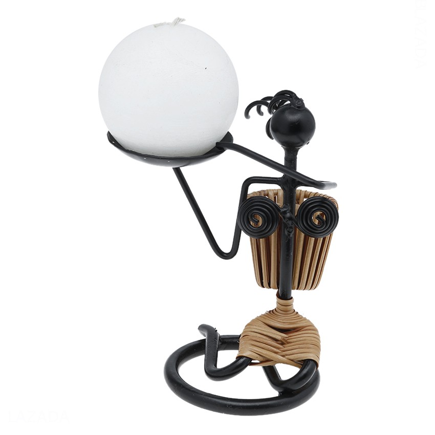 Combo 1 chân đế nến mỹ thuật hình cô gái gùi ngồi Eden Candle EDC-N026 + 1 nến thơm banh tròn D7 MIC4541 7 cm (Trắng)
