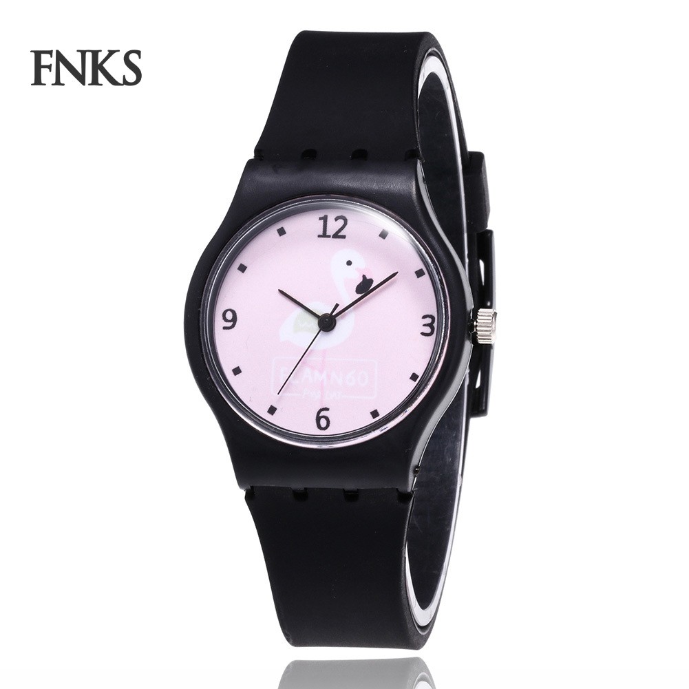 Đồng hồ đeo tay thiết kế dây silicon với mặt hình hồng hạc dễ thương cho nữ | BigBuy360 - bigbuy360.vn