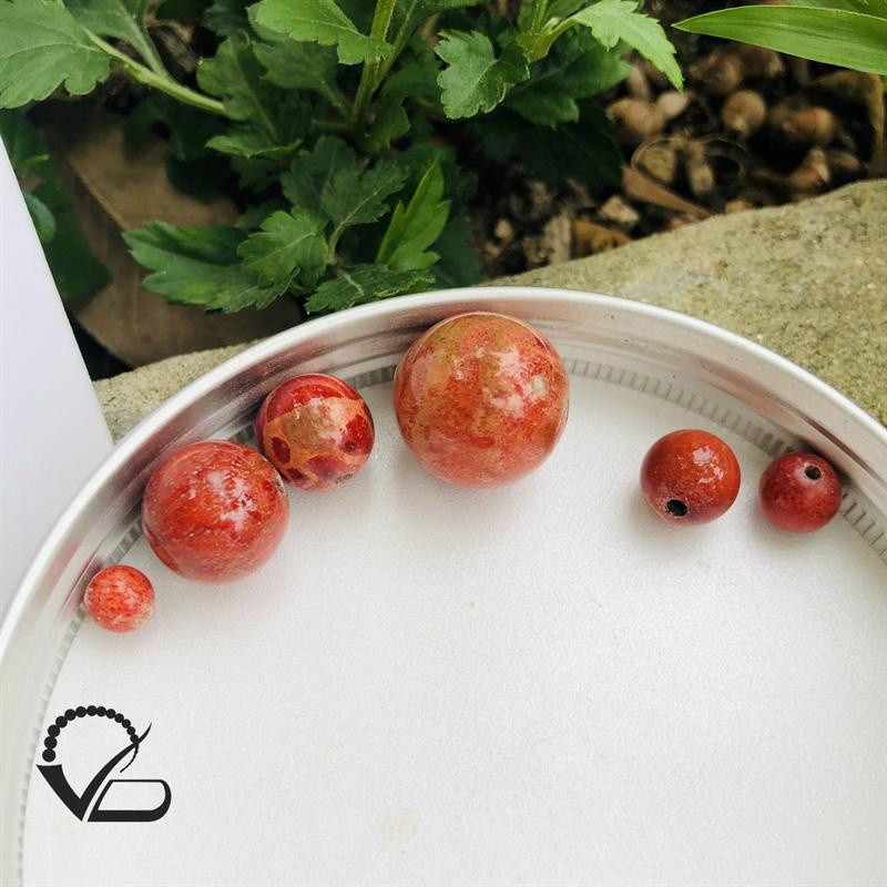 Hạt san hô đỏ lẻ dùng mix vòng tay, dây chuyền, bông tai, hạt nhẫn đủ size từ 6mm đến 25mm CNC VĂN BÉ