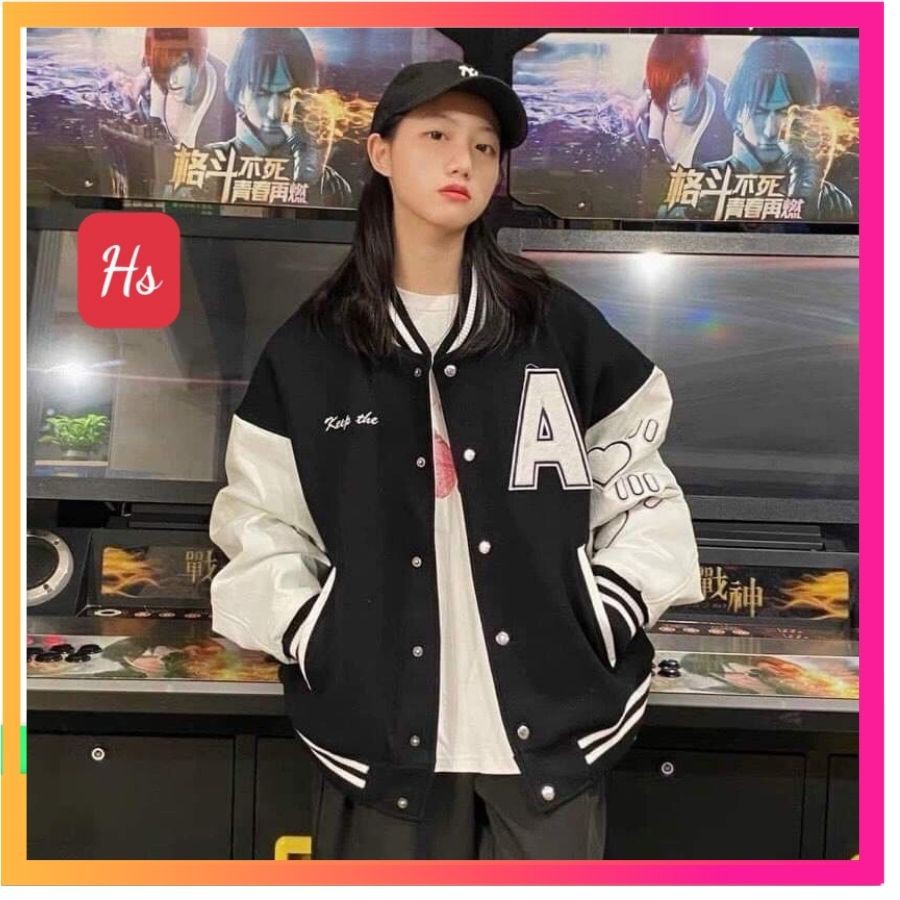 Áo Khoác Bomber Phối Tay Chữ A Unisex