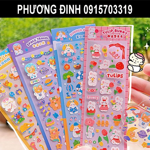 Hình Dán STICKER CUTE Họa Tiết Hoạt Hình Trang Trí