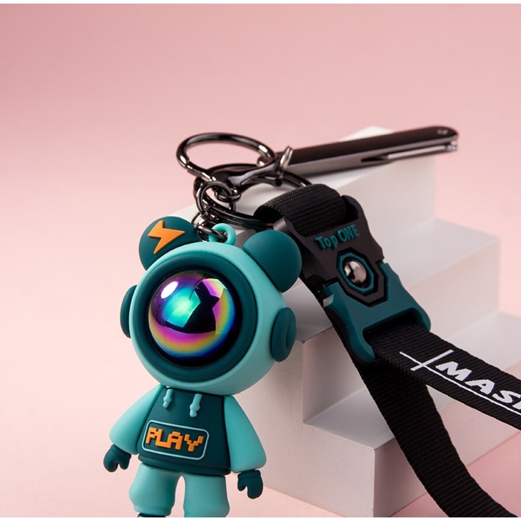 Móc khóa cute Loki Accesories ô tô hình gấu anime màu đen xanh chết liệu cao su nhựa siêu bền - Móc khoá Astro
