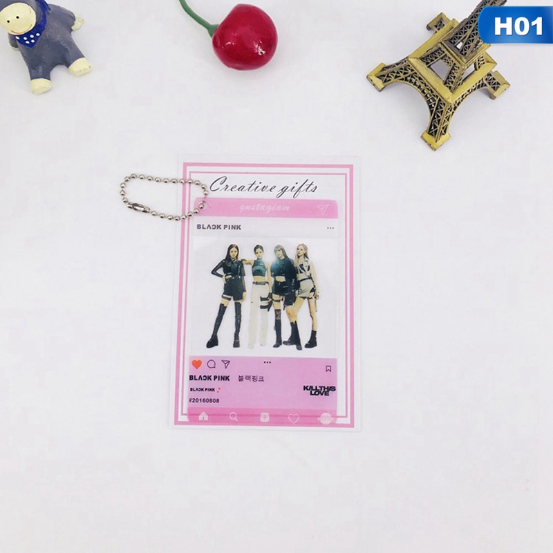 Card trong suốt PVC in hình thần tượng KPOp có móc treo BLACKPINK TWICE GOT7 TXT SEVENTEEN