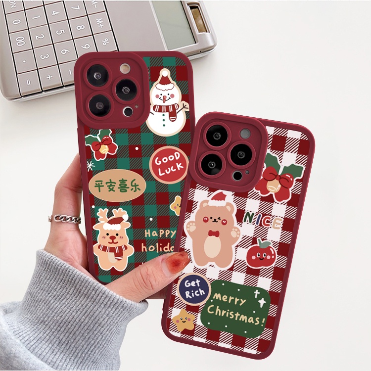 Ốp lưng iphone cạnh vuông lỗ camera noel gấu 6/6s/6splus/7/7plus/8/8plus/x/xr/xs/11/12/13/pro/max/plus/promax-Awifi U3-3 | BigBuy360 - bigbuy360.vn