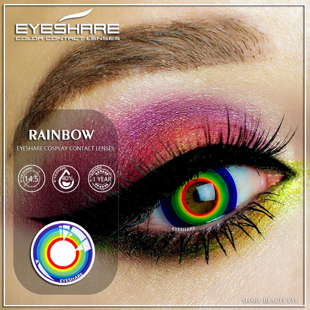 EYESHARE Cặp Kính Áp Tròng Màu Cầu Vồng Dùng Hóa Trang Halloween