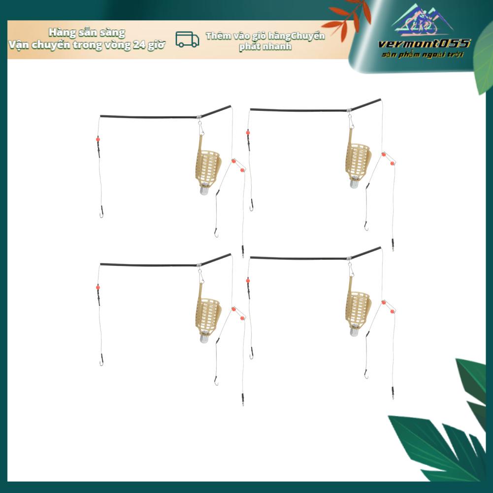 Vermont055 4PCS Portable Lightweight Fishing Bait Cage Lure Trap Basket Feeder Holder Fish Tackle Accessories