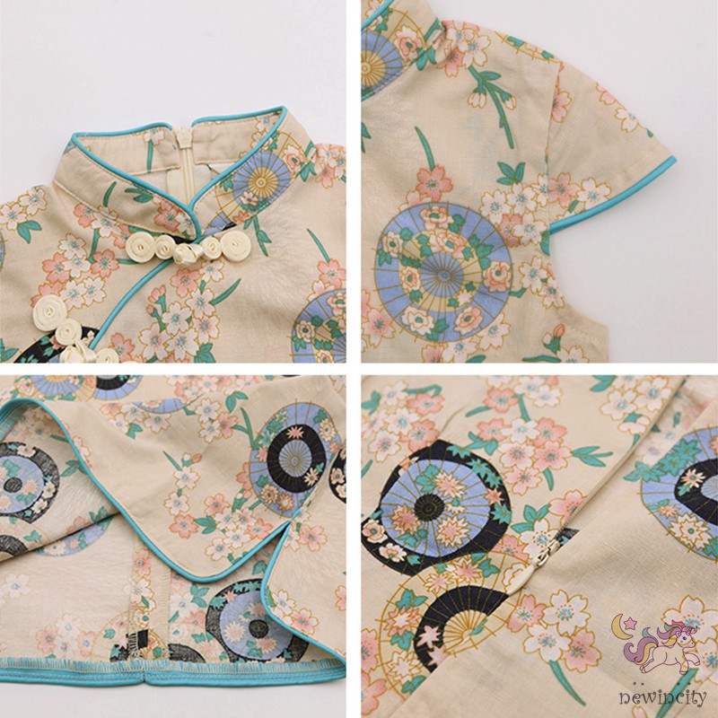 Sườn xám Trung Hoa thời trang hè Phong cách retro xinh xắn dành cho bé