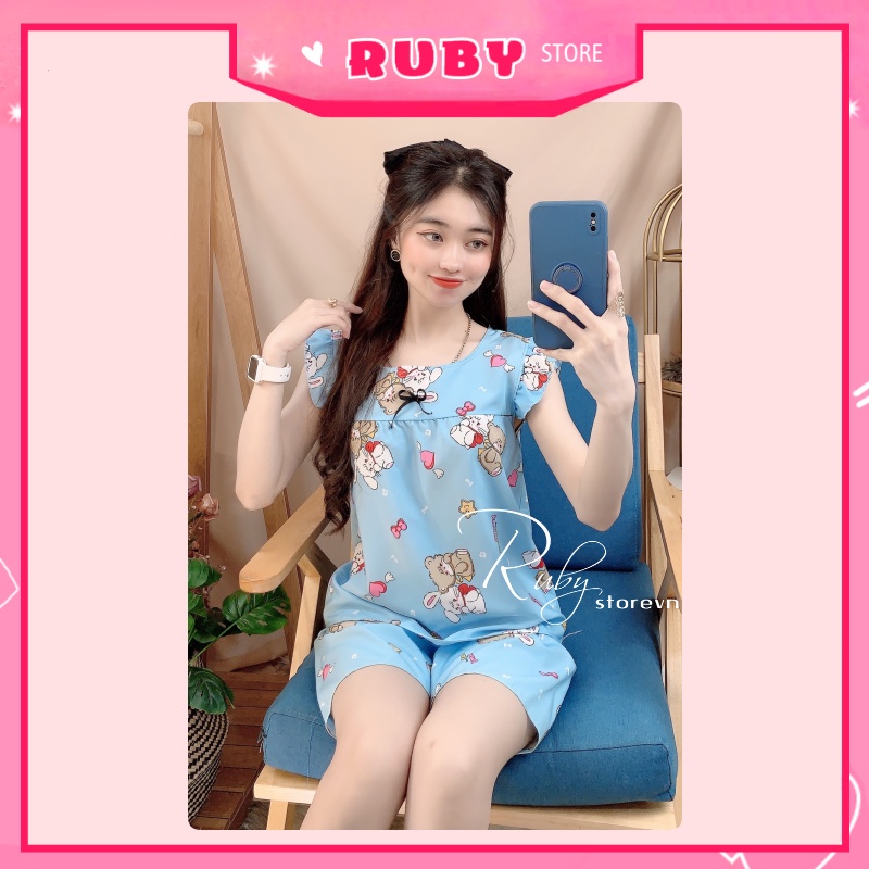 Đồ bộ nữ mặc nhà chất kate mềm mịn họa tiết dễ thương Free Size Dưới 47kg ❤ Rubystorevn
