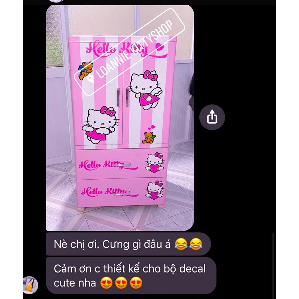 🌸LoanKitty🌸 decal Kitty dán tủ quần áo cao 1m5 💛💚💙💜❤️