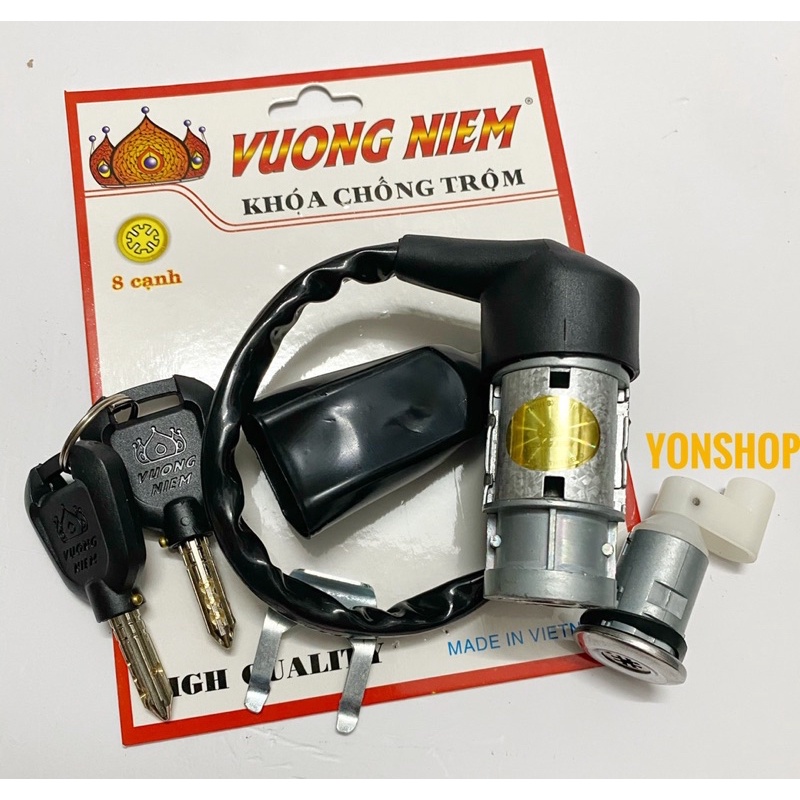 Bộ Ổ Khoá Xe Wave Nhỏ Chìa 6 - 8 Cạnh Chống Trộm Chính Hãng VƯƠNG NIỆM