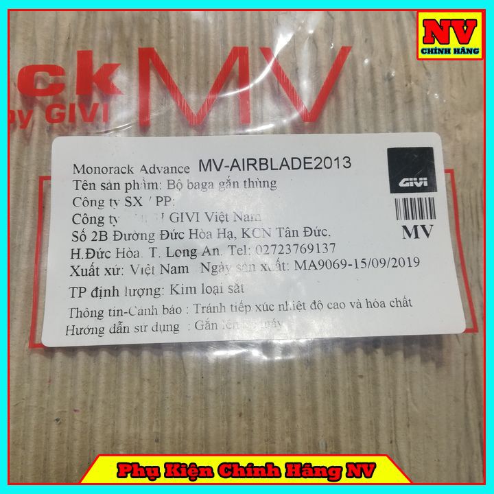 Baga Sau Honda Air Blade 2013 Chính Hãng Givi - Bảo Hành 2 Năm