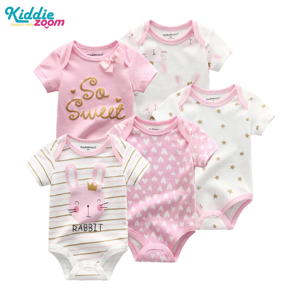 Set 5 Bộ Đồ Ngủ Áo Liền Quần Tay Ngắn In Họa Tiết Hoạt Hình Thời Trang Mùa Hè Cho Bé