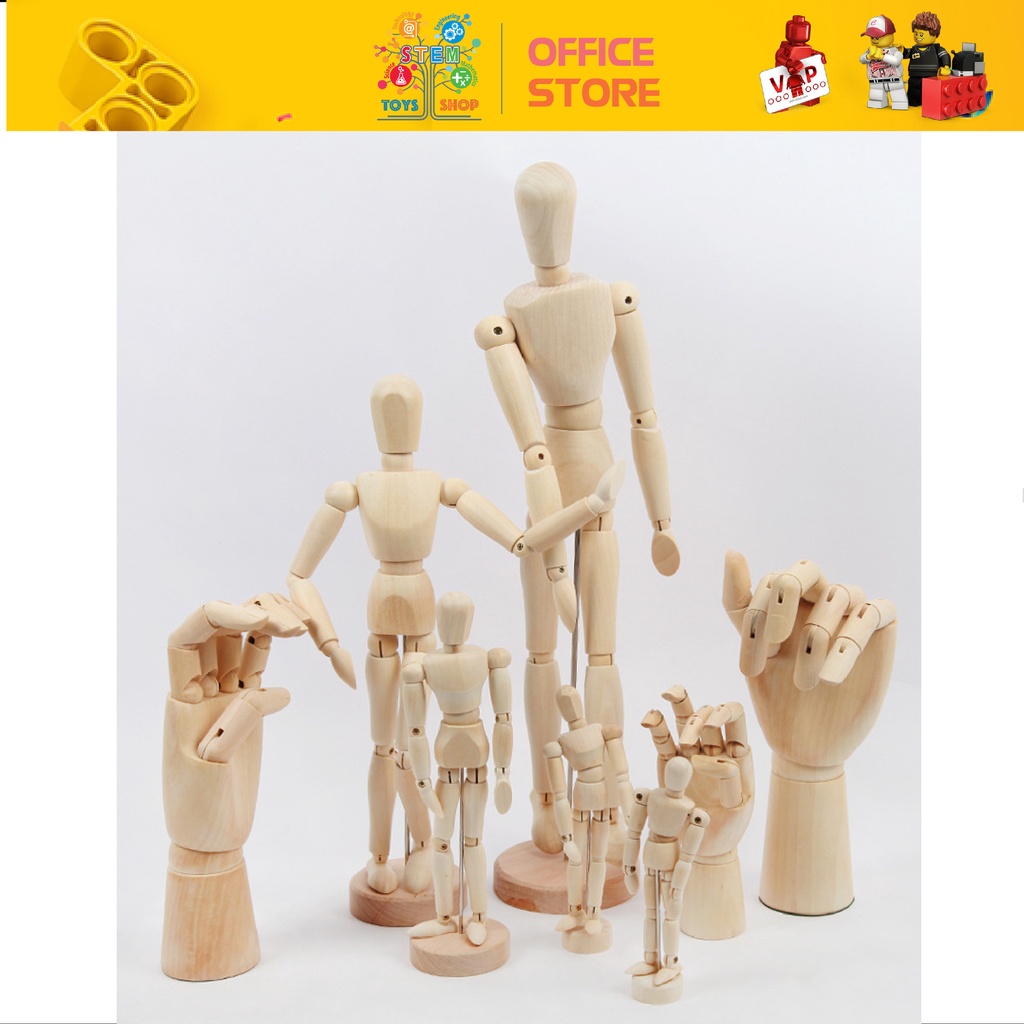 Mô Hình Người Gỗ Có Khớp Cử Động Nhiều Kích Cỡ Trang Trí Nhà Cửa Phụ Kiện Chụp Ảnh